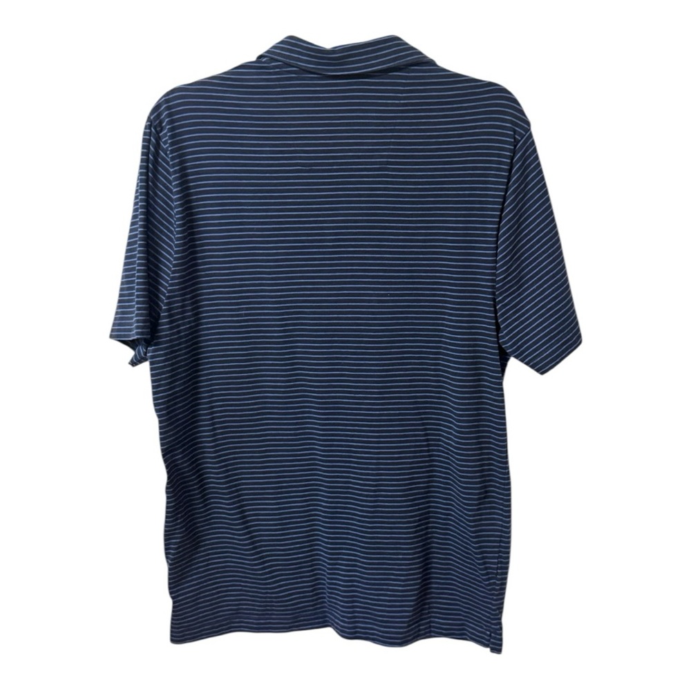 George Men’s Striped Polo Tee Collared Short Sleeved Shirt Blue Stripes Medium - Picture 3 of 5